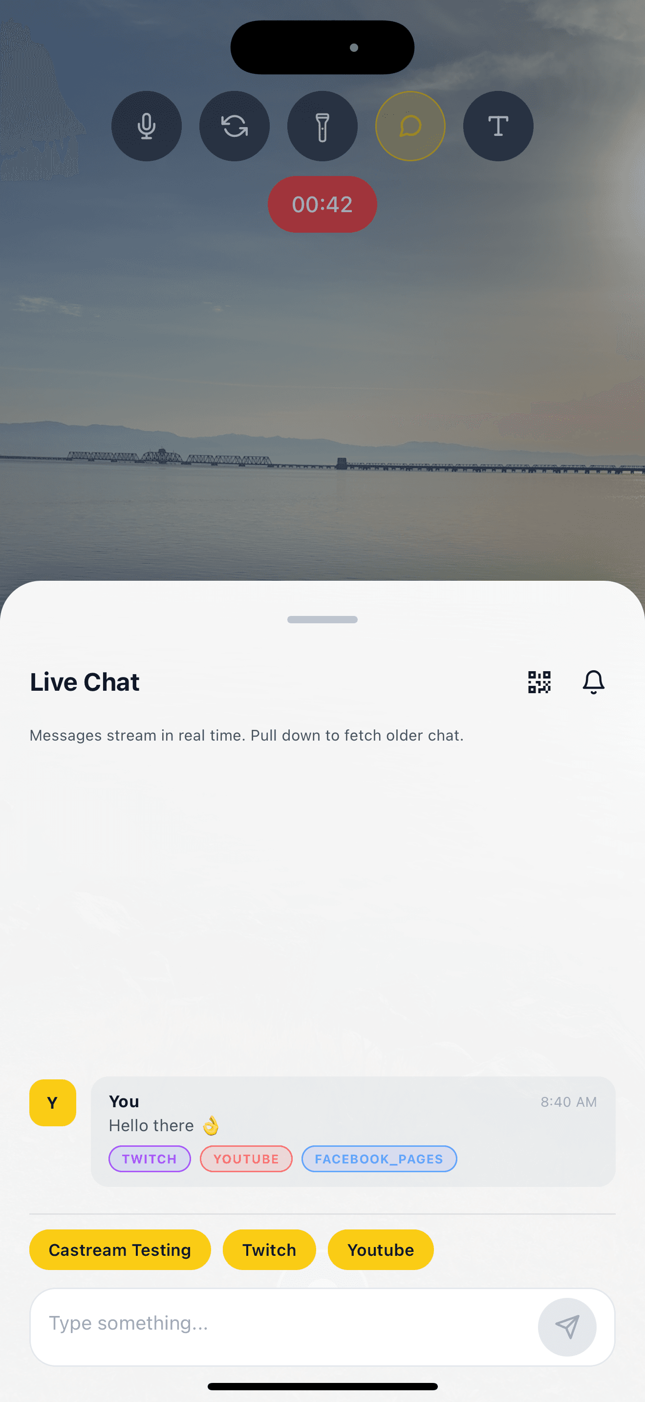 주 장치에서 채팅 열기